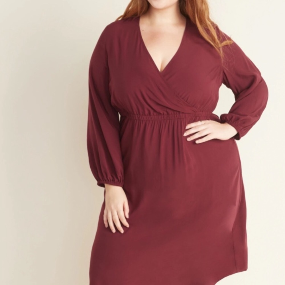 Old navy plus size deep red faux wrap dress 4x